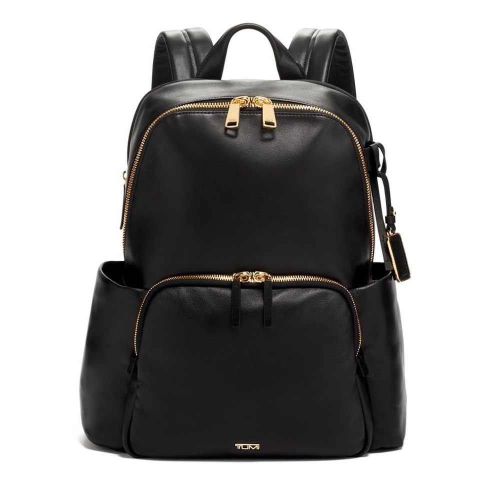 TUMI VOYAGEUR Ruby Backpack - Black Leather With Gold Hardware